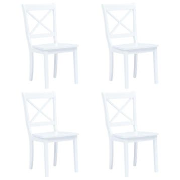 vidaXL Eetkamerstoelen 4 st massief rubberwood wit, Huis en Inrichting, Verzenden, Nieuw