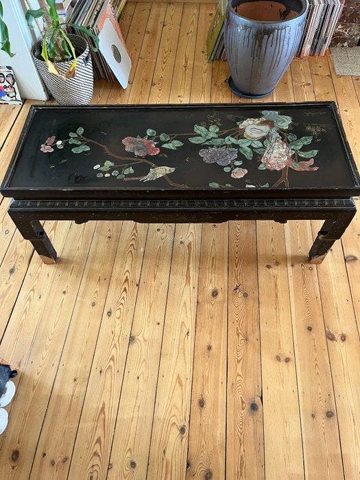 Table basse - Laiton laqué, Marbre, Bois - Chine - Début du, Antiquités & Art, Antiquités | Autres Antiquités