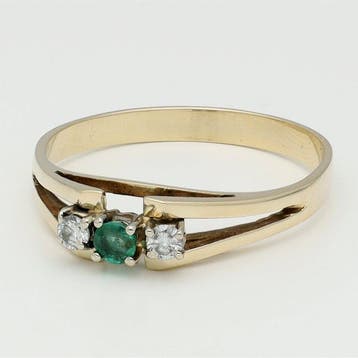 Bague - 14 carats Or jaune Diamant (Naturelle) - Émeraude, Bijoux, Sacs & Beauté