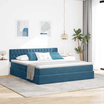 vidaXL Opbergbed met hoofdeinde Donkerblauw 160 x 200 cm, Huis en Inrichting, Verzenden, Nieuw