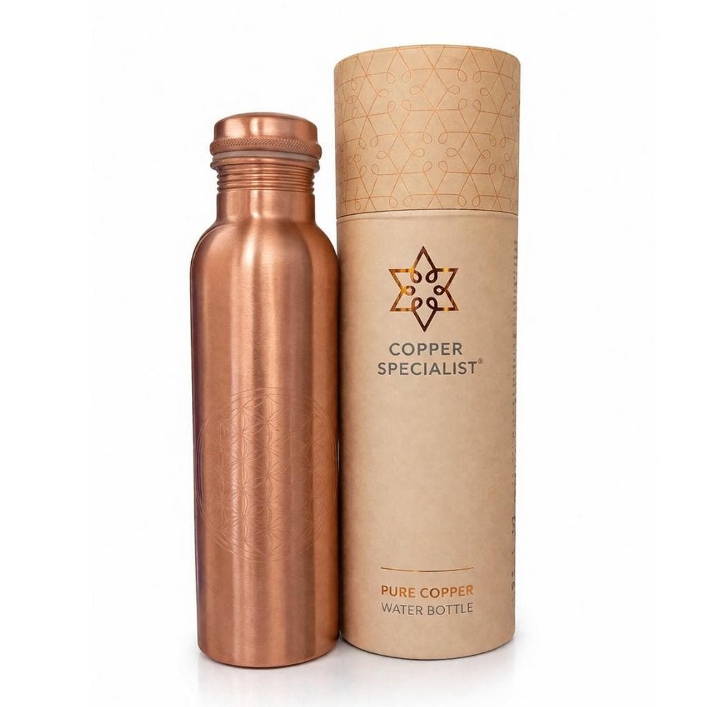 Kosdeg Koperen waterfles, 963,9 g, extra groot, lekvrij, ayurvedisch, puur koper, drink meer water, verminder je suiker en geniet van de gezondheid