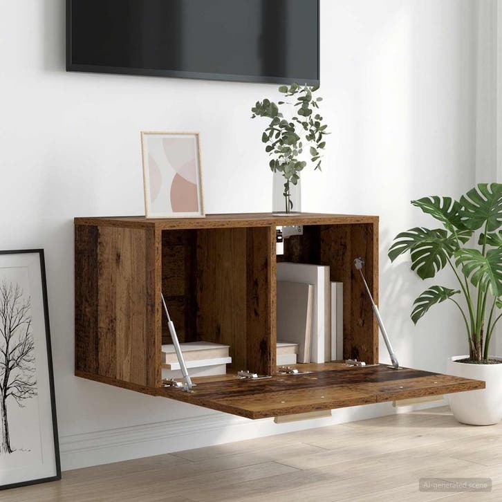 vidaXL Wandkast Oud hout 60 x 36,5 x 35 cm Bewerkt hout, Huis en Inrichting, Kasten | Overige, Nieuw, Verzenden