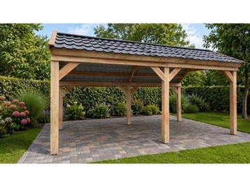 Veiling - Douglas kapschuur met dakpanplaten - 280x300x290cm, Tuin en Terras, Overkappingen, Nieuw