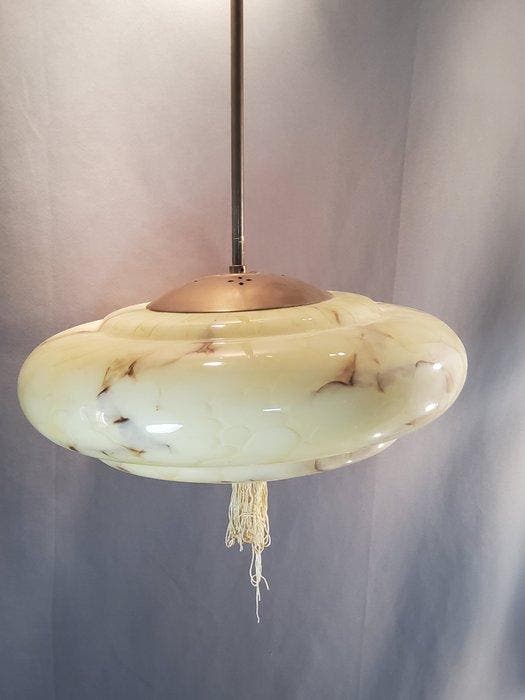 Plafondlamp - Glas, Messing, Metaal - Kunstdecor hanglamp, Antiek en Kunst, Kunst | Designobjecten