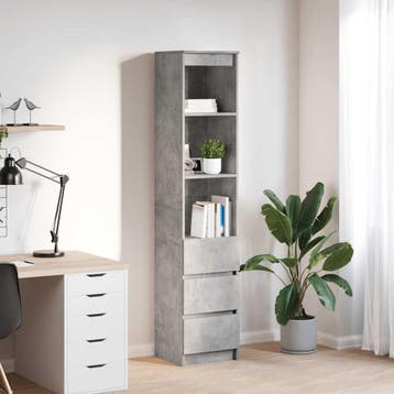 vidaXL Highboard 37,5x35x180 cm spaanplaat betongrijs, Maison & Meubles, Armoires | Dressoirs, Verzenden