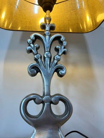 Lampe de table - Lampe de table au look argenté avec