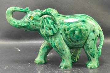 Aventurine Handgesneden Olifant - Hoogte: 190 mm - Breedte: