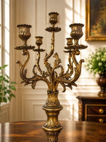Klok en garnituur set (3) Napoleon III stijl - Gepatineerd, Antiek en Kunst