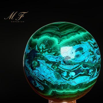 Prachtige bol van malachiet en chrysocolla, van grote
