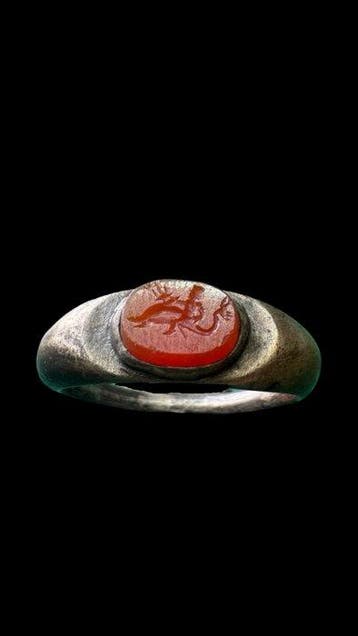 Oud-Romeins Zilver Ring - Neptune gravure