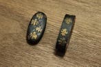 Fuchi - Fuchi Kashira-set - shakudo Nanako-grond met inleg
