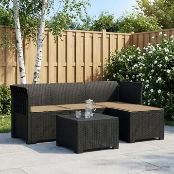 vidaXL 4-Zitter Tuin Sofa met Kussens Rattan Look PP, Verzenden, Nieuw