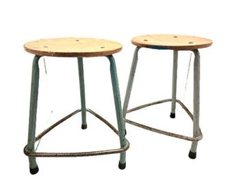 Tabouret (2) - Acier, Bois, Antiquités & Art