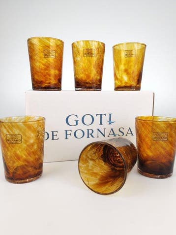 LAGUNA - Drinkservies (6) - gecrackt - Muranoglas - 6 GOTO