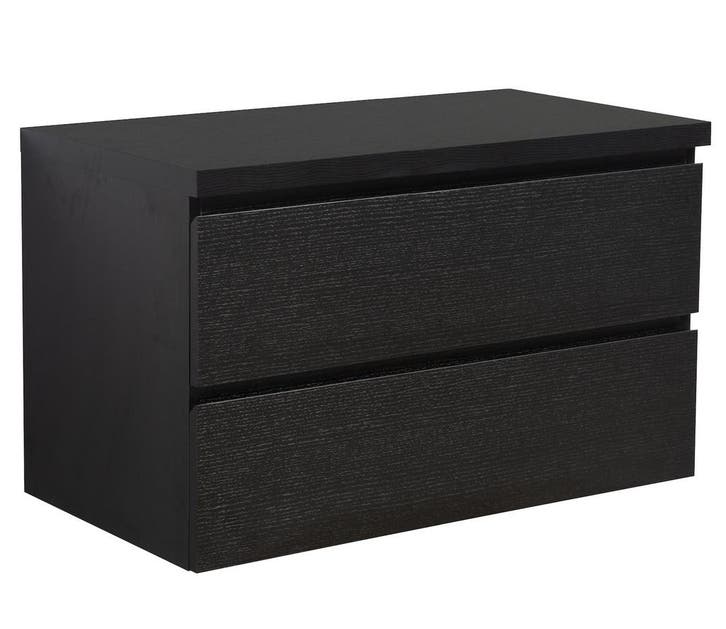 Wastafelkast Angela 90 x 48 cm Zwart Houtnerf Wastafelmeubel, Huis en Inrichting, Badkamer | Badkamermeubels, Nieuw, Verzenden