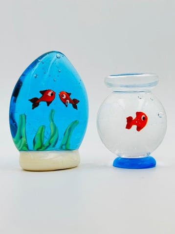 Handmade Murano glass - Sculpture, Acquario e boccia - 6 cm
