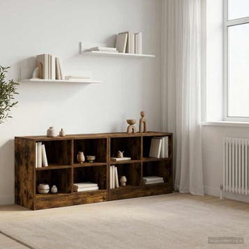 vidaXL Bedkast 2 st Gerookt eiken 66 x 33 x 48 cm Bewerkt, Verzenden, Nieuw
