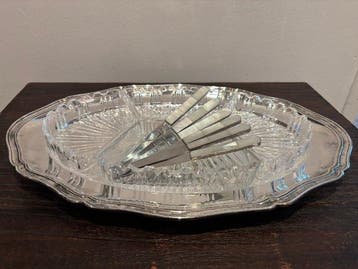 Tafelservies (11) - Verzilverd, Glas - Art Deco