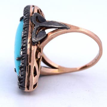 Cocktailring - 14 karaat Roségoud - 2.80ct. tw. Turquoise -