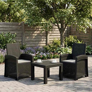 vidaXL Ligstoel Rieten Look 2 st Anthraciet en Lichtgrijs PP, Verzenden, Nieuw