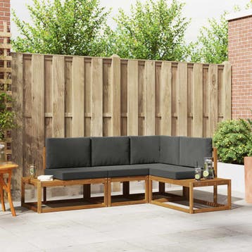 vidaXL 4 st Buiten bank set Massief Acacia Hout en Polyester, Verzenden