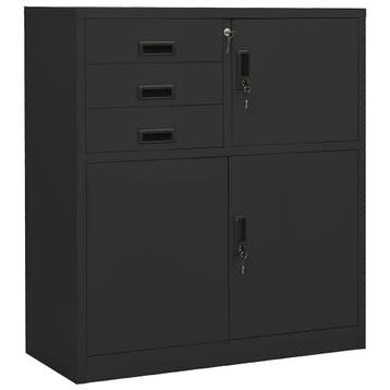 vidaXL Kantoorkast 90x40x102 cm staal antracietkleurig, Verzenden