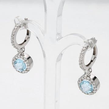 Oorbellen - 18 karaat Witgoud Spinel - Diamant, Nieuw