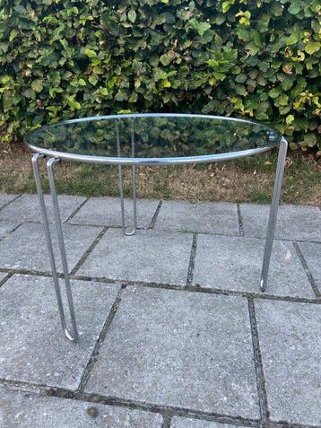 Bijzettafel - Glas, Metaal - Vintage Bijzettafeltje