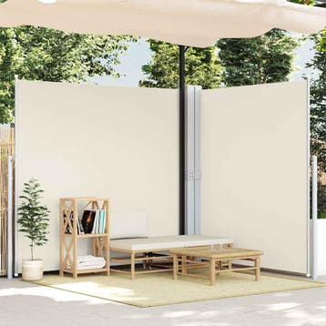 vidaXL Tuinscherm uittrekbaar dubbel 170x600 cm crème, Verzenden, Nieuw
