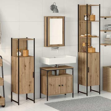 vidaXL Badkamermeubel Set 4 st Artisan Eiken 33 x 33 x 185,5, Verzenden