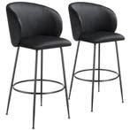 tectake Barkruk Luana, met rugleuning, fluweellook - zwart/z, Huis en Inrichting, Verzenden, Nieuw