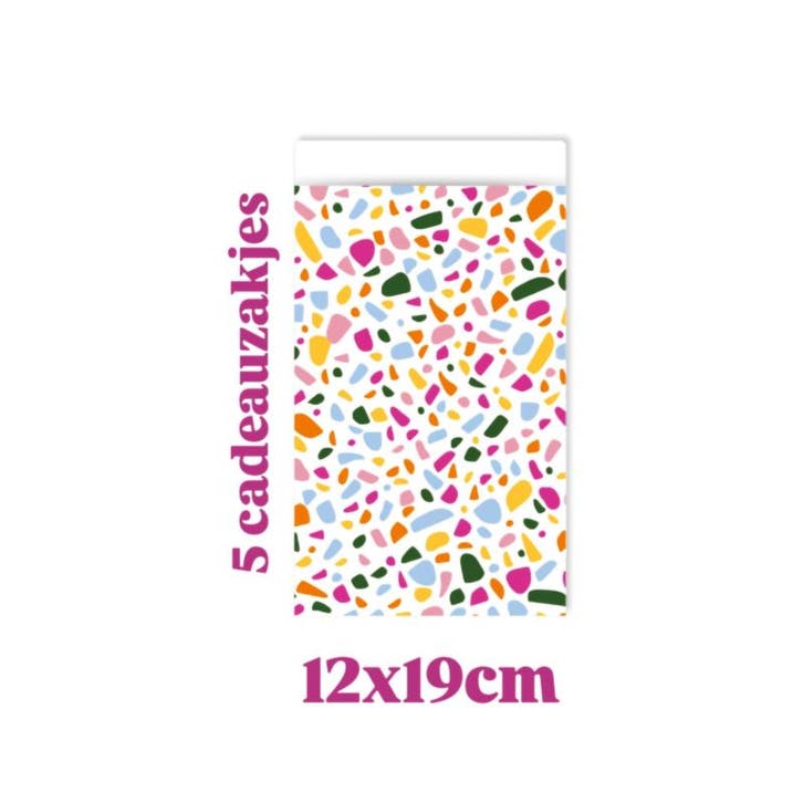 5x  cadeauzakje Terrazzo -  Color - 12x19cm (Per 5 stuks), Diversen, Cadeauverpakkingen, Cadeauzakje, Nieuw, Ophalen of Verzenden