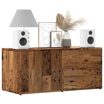 vidaXL Tv-meubel 80x34x35,5 cm bewerkt hout oud houtkleurig, Verzenden