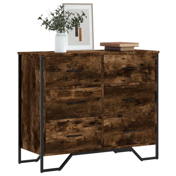 vidaXL Ladekast 91x35,5x74,5 cm bewerkt hout gerookt, Maison & Meubles, Armoires | Autre, Envoi