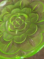 Huta Niemen - Schotel - Glas - Uraniumglas schaal Art Deco, Antiek en Kunst