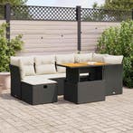 vidaXL 7-delige Loungeset met kussens poly rattan acacia, Verzenden, Nieuw, Loungeset
