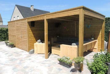 Houten tuinhuis met overkapping 3.18 X 8.94 | Dinowood, 200 tot 400 cm, Tuinhuis, Nieuw, Ophalen of Verzenden
