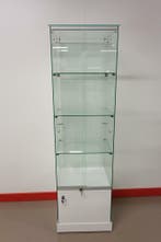 *TIP*  Italiaanse glossy wit vitrinekast op wielen met onde, Ophalen of Verzenden