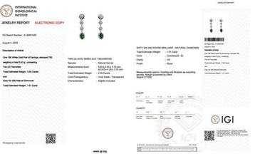 Oorbellen - 18 karaat Witgoud - 3.01ct. tw. Tsavoriet -, Handtassen en Accessoires, Nieuw