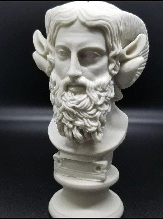 sculptuur, Zeus - Amun bust - 17 cm - Hars, Antiek en Kunst, Curiosa en Brocante