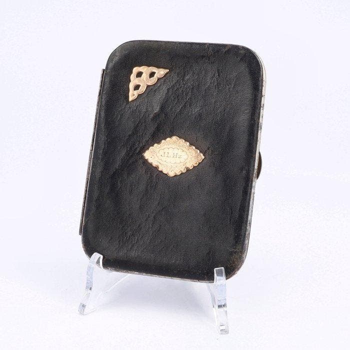 Biedermeier Etui met Gouden appliques - Portefeuille, Antiek en Kunst, Antiek | Zilver en Goud