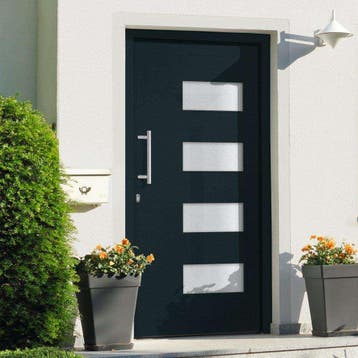 vidaXL Voordeur 100x200 cm aluminium en PVC antraciet, Verzenden
