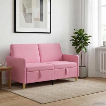 vidaXL Sofa met Opbergruimte Roze 152 x 78 x 87 cm Polyester, Huis en Inrichting, Zetels | Zetels, Verzenden, Nieuw