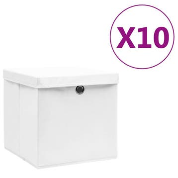 vidaXL Opbergboxen met deksel 10 st 28x28x28 cm wit, Verzenden, Nieuw
