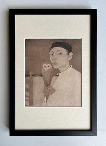 Jan Mankes (1889-1920) - Zelfportret met Uil, Antiek en Kunst