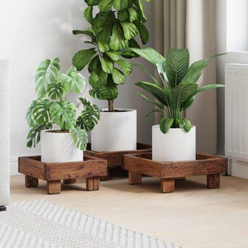 vidaXL Plantenstand 3 st Bruin 35 x 35 x 12 cm Mahonie Hout, Tuin en Terras, Verzenden, Nieuw