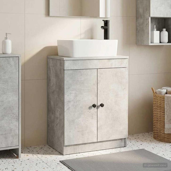 vidaXL Badkamer Vanity met Wastafel Betongrijs 54 x 35 x 83, Maison & Meubles, Tables | Coiffeuses, Envoi