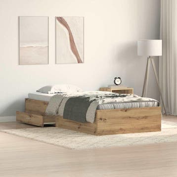 vidaXL Bedframe met lade Artisan Eiken 90 x 200 cm Bewerkt, Verzenden, Nieuw