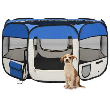 vidaXL Hondenren inklapbaar met draagtas 125x125x61 cm blauw, Dieren en Toebehoren, Verzenden, Nieuw