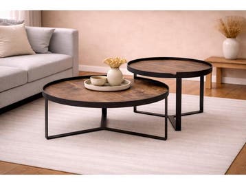 Veiling - Salontafel Hanna natural- Hout - Poot metaal zwart, Huis en Inrichting, Nieuw